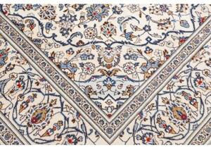 Tappeto Kashan Medaglione Floreale Avorio Blu Cobalto 197x293 Cm