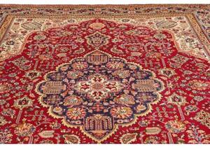 Tappeto Tabriz Medaglione Floreale Rosso Avorio 250x348 Cm