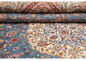 Tappeto Kashan Medaglione Floreale Blu Azzurro Avorio 283x382 Cm