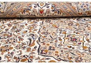 Tappeto Kashan Medaglione Floreale Avorio Blu Scuro 192x305 Cm