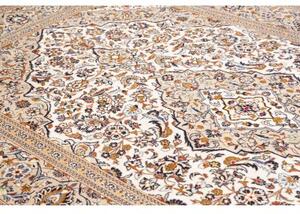 Tappeto Kashan Medaglione Floreale Avorio Blu Scuro 192x305 Cm