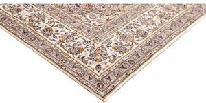 Tappeto Kashan Medaglione Floreale Avorio Blu Scuro 197x315 Cm