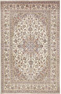 Tappeto Kashan Medaglione Floreale Avorio Blu Scuro 197x315 Cm