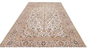 Tappeto Kashan Medaglione Floreale Avorio Blu Scuro 192x305 Cm