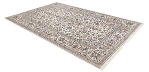 Tappeto Kashan Medaglione Floreale Avorio Blu Cobalto 197x293 Cm