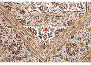Tappeto Kashan Medaglione Floreale Avorio Blu Scuro 192x305 Cm