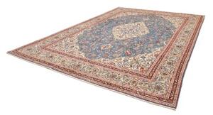 Tappeto Kashan Medaglione Floreale Blu Azzurro Avorio 283x382 Cm