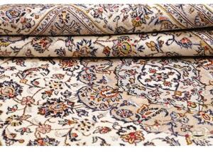 Tappeto Kashan Medaglione Floreale Avorio Blu Scuro 197x315 Cm