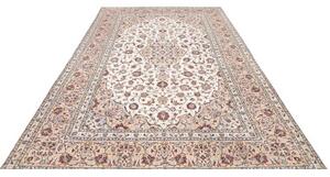 Tappeto Kashan Medaglione Floreale Avorio Blu Scuro 204x310 Cm