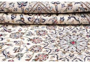 Tappeto Kashan Medaglione Floreale Avorio Blu Scuro 200x300 Cm