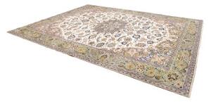 Tappeto Kashan Medaglione Floreale Avorio Verde Salvia 296x386 Cm