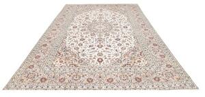 Tappeto Kashan Medaglione Floreale Avorio Blu Scuro 240x346 Cm