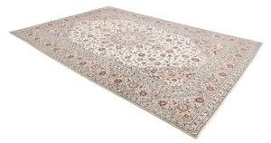 Tappeto Kashan Medaglione Floreale Avorio Blu Scuro 240x346 Cm