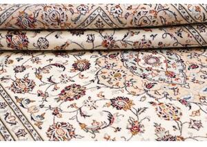 Tappeto Kashan Medaglione Floreale Avorio Blu Scuro 204x310 Cm