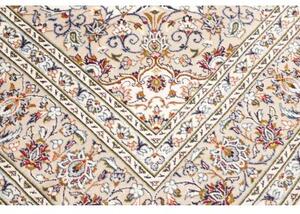 Tappeto Kashan Medaglione Floreale Avorio Blu Scuro 240x346 Cm