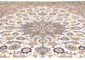 Tappeto Kashan Medaglione Floreale Avorio Verde Salvia 296x386 Cm