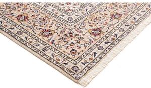 Tappeto Kashan Medaglione Floreale Avorio Blu Scuro 204x310 Cm