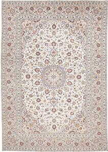 Tappeto Kashan Medaglione Floreale Avorio Blu Scuro 240x346 Cm