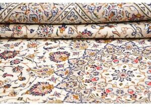Tappeto Kashan Medaglione Floreale Avorio Blu Scuro 240x346 Cm