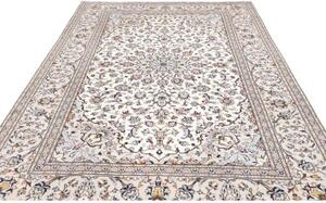 Tappeto Kashan Medaglione Floreale Avorio Blu Scuro 200x300 Cm