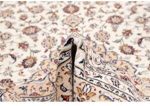 Tappeto Kashan Medaglione Floreale Avorio Blu Scuro 204x310 Cm