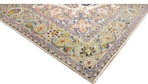 Tappeto Kashan Medaglione Floreale Avorio Verde Salvia 296x386 Cm