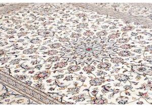 Tappeto Kashan Medaglione Floreale Avorio Blu Scuro 200x300 Cm