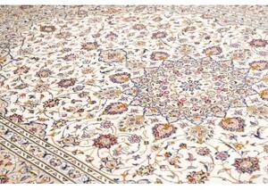 Tappeto Kashan Medaglione Floreale Avorio Blu Scuro 240x346 Cm