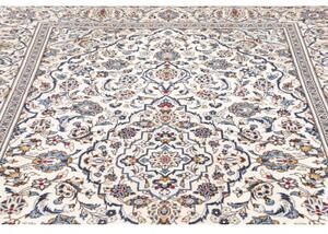 Tappeto Kashan Medaglione Floreale Avorio Blu 197x290 Cm