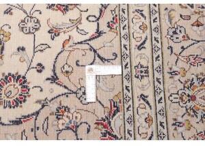 Tappeto Kashan Medaglione Floreale Avorio Blu Scuro 204x310 Cm
