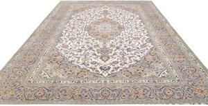 Tappeto Kashan Medaglione Floreale Beige Blu 258x347 Cm