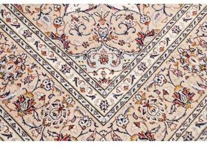Tappeto Kashan Medaglione Floreale Avorio Blu Scuro 204x310 Cm