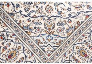 Tappeto Kashan Medaglione Floreale Avorio Blu 197x290 Cm