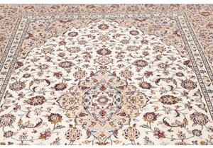 Tappeto Kashan Medaglione Floreale Avorio Blu Scuro 204x310 Cm