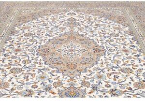Tappeto Kashan Medaglione Floreale Beige Blu 258x347 Cm