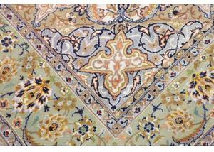 Tappeto Kashan Medaglione Floreale Avorio Verde Salvia 296x386 Cm