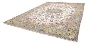 Tappeto Kashan Medaglione Floreale Avorio Verde Salvia 296x386 Cm