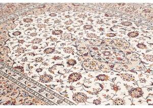 Tappeto Kashan Medaglione Floreale Avorio Blu Scuro 204x310 Cm