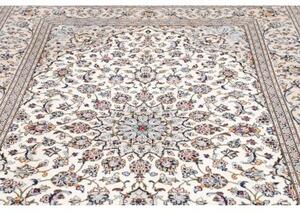 Tappeto Kashan Medaglione Floreale Avorio Blu Scuro 200x300 Cm
