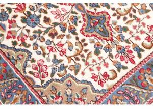 Tappeto Kerman Medaglione Floreale Avorio Blu 92x140 Cm