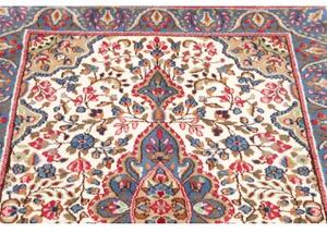 Tappeto Kerman Medaglione Floreale Avorio Blu 92x140 Cm