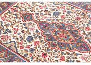 Tappeto Kerman Medaglione Floreale Avorio Blu 92x140 Cm
