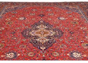 Tappeto Sarough Medaglione Floreale Rosso Mattone Blu Notte 300x408 Cm