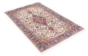 Tappeto Kerman Medaglione Floreale Avorio Blu 92x140 Cm