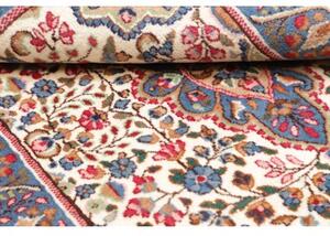 Tappeto Kerman Medaglione Floreale Avorio Blu 92x140 Cm