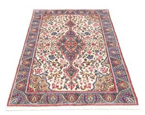 Tappeto Kerman Medaglione Floreale Avorio Blu 92x140 Cm