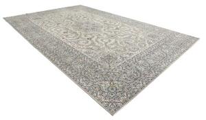 Tappeto Kashan Medaglione Floreale Avorio Blu Avio 334x532 Cm