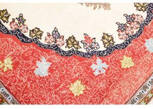 Tappeto Kashan Fine Medaglione Floreale Rosso Avorio 135x210 Cm
