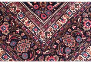 Tappeto Mashad Medaglione Floreale Rosso Blu Scuro 318x408 Cm