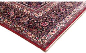 Tappeto Mashad Medaglione Floreale Rosso Blu Scuro 318x408 Cm